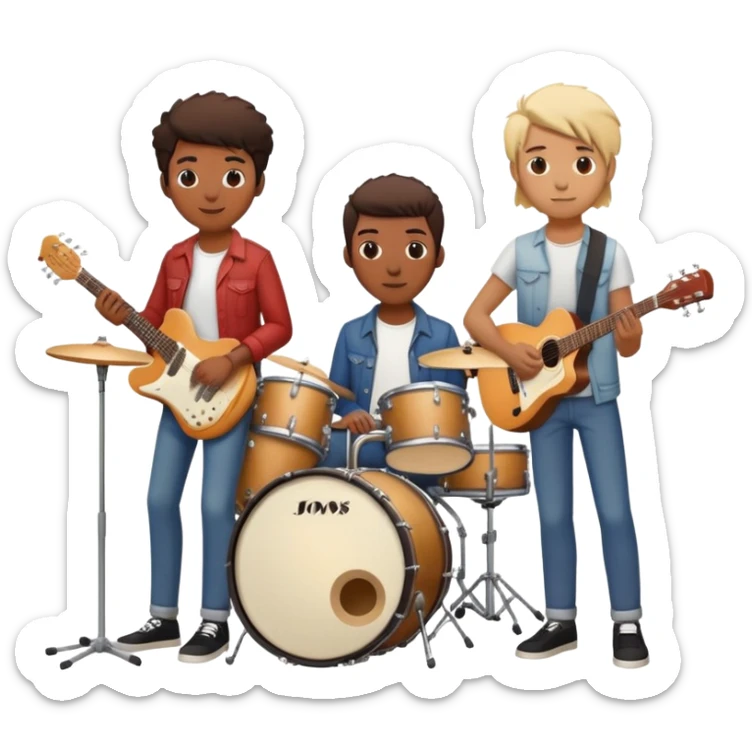 group of indie musicians with guitars, keyboards, and drums sticker