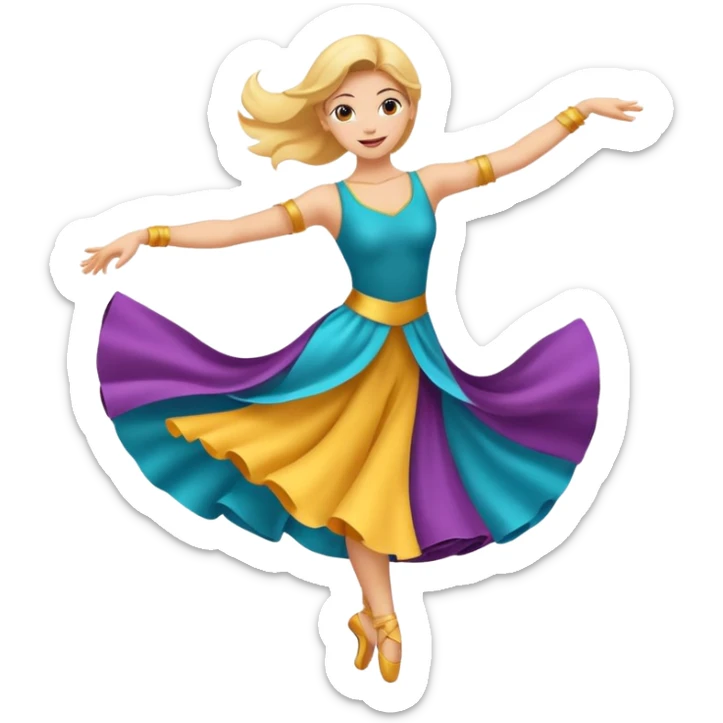 Emoji estilo ilustración de una mujer practicando danza aérea en tela, sus manos colgada en telas de seda, expresión feliz, estilo emoji moderno, colores suaves, fondo simple sticker