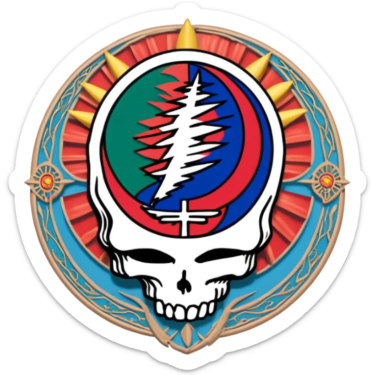 gratefule dead steal your face logo with new mexico zia symbol sticker