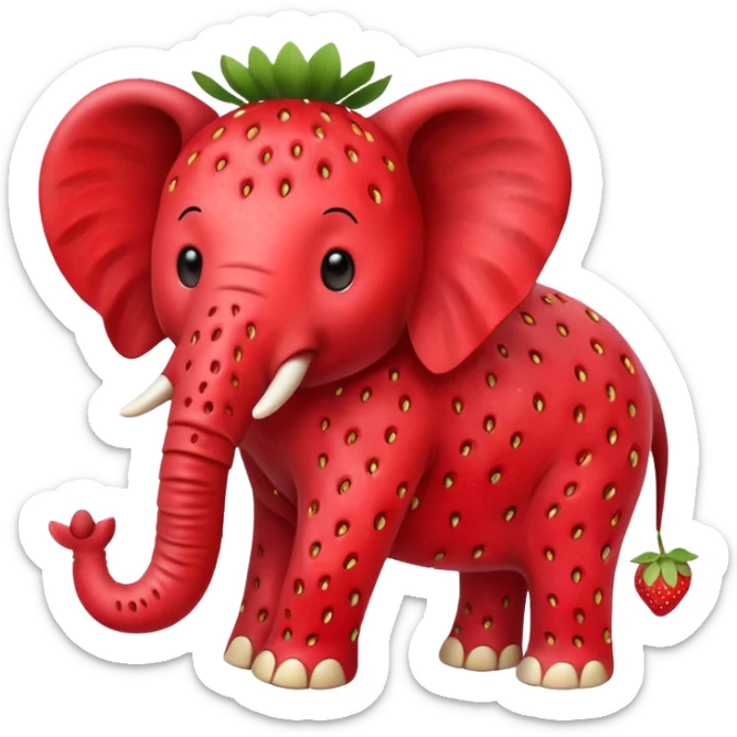 Un elefante con cuerpo de fresa sticker