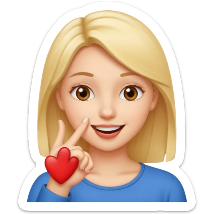 Fille amoureuse qui avec le bout de l'ongle de son index touche sa bouche sticker