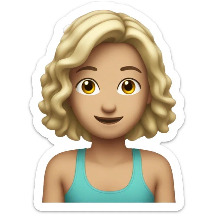 Caucasian healthy emoji wearing a tank top with a heart on the front sticker