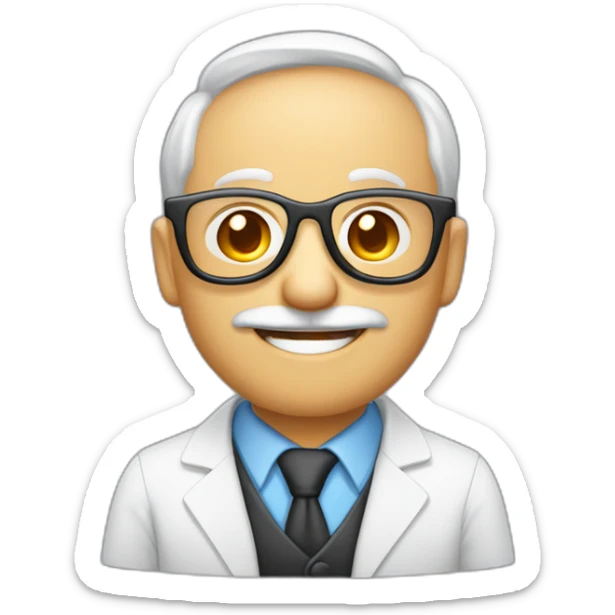 profesor de física y química calvo con barba y gafas sonriendo sticker