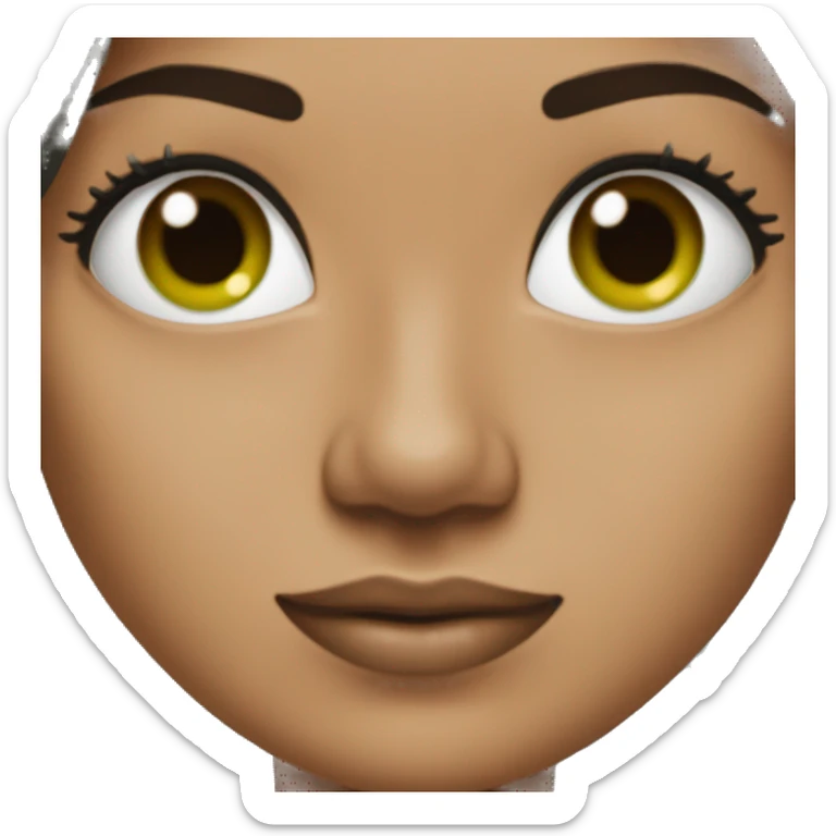 mujer pelo negro,  ojos verdes y espejuelos ,blanca sticker