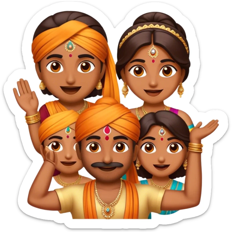 Cinematic Realistic Bollywood Pop Culture Emoji, featuring an energetic portrayal of Indian cinema rendered with dynamic textures and lively, colorful lighting. sticker