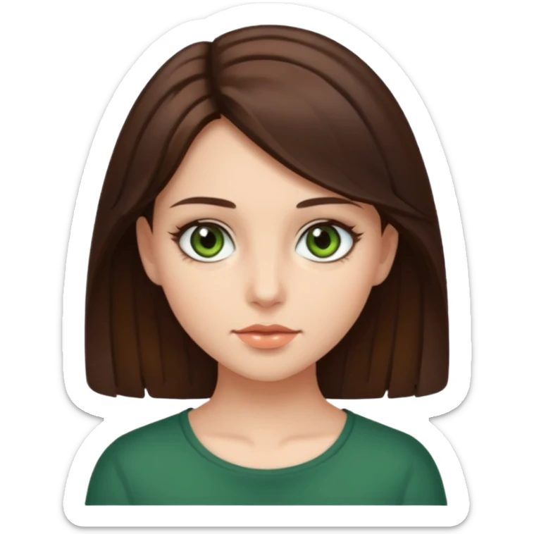 Girl with brunette hair and dark hazel green eyes  sticker