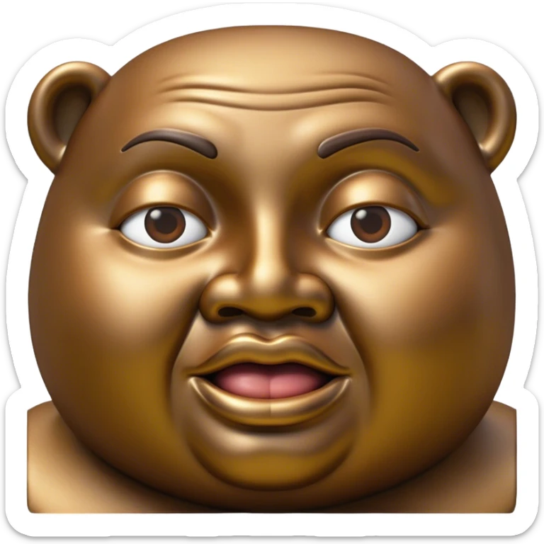 Cinematic Realistic Botero Sculpture Pop Culture Emoji, featuring an exaggerated, whimsical portrayal inspired by the famed sculptor rendered with dynamic textures and vibrant, artistic lighting. sticker