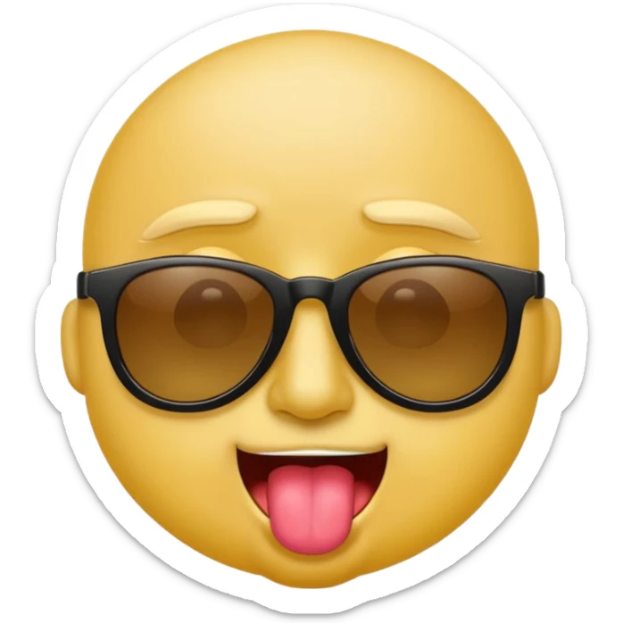 arrogant emoji wearing dark sunglasses sticking its tongue out sticker