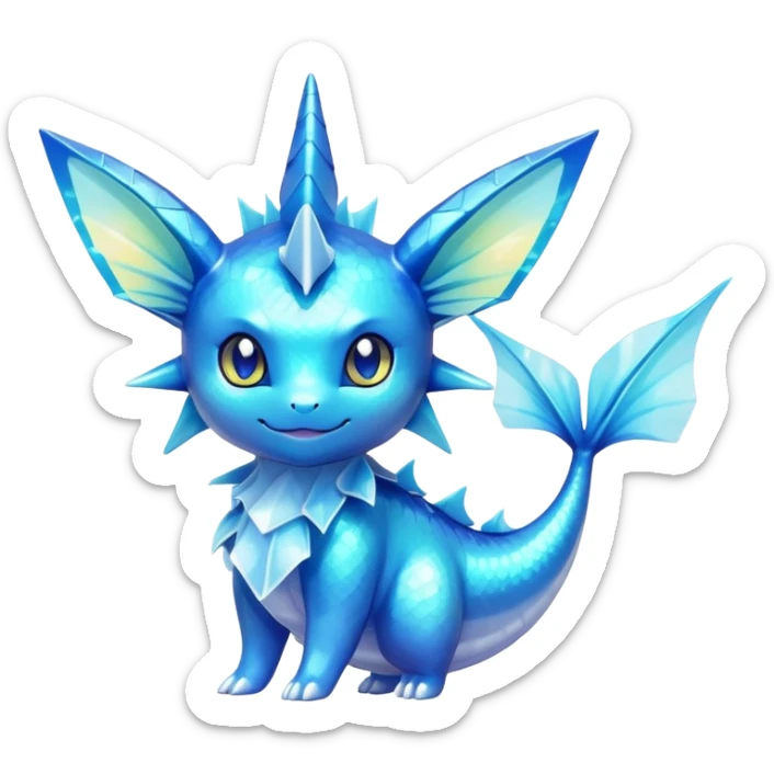 Shiny colorful Vaporeon-Amaura-Pokémon-hybrid-creature sticker