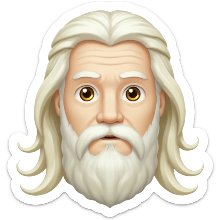 GOD OF WAR Zeus with white eyes white long hair and long white beard  sticker