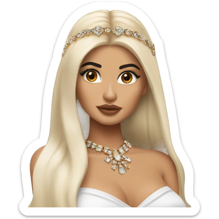 Kylie Jenner Princess with jewellery brown hair sticker
