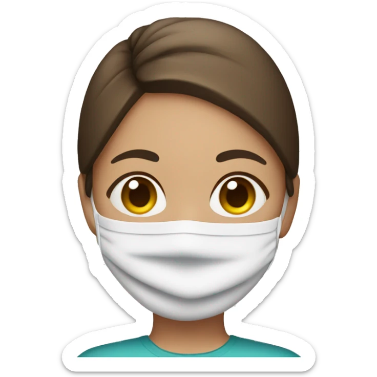 girl with brown hair in towel wearing face mask sticker