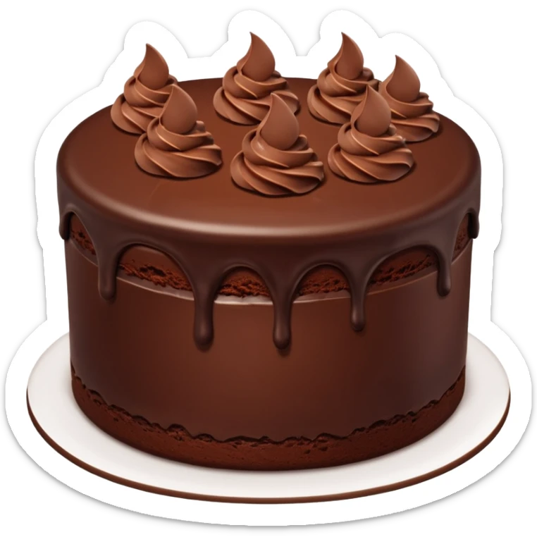 Chocolate fudge cake with chocolate base and chocolate frosting with chocolate pieces  sticker