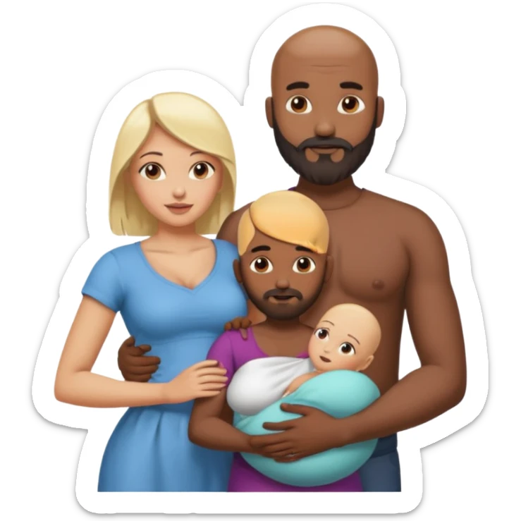 Naked, Indian, bald man with a beard holding breast of naked blonde fit woman sticker