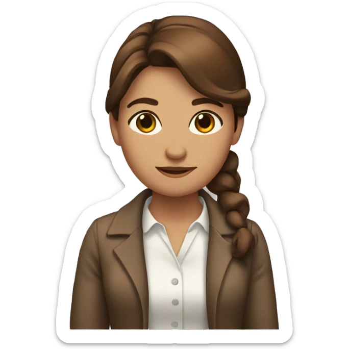 Brown haired woman with a bow sticker
