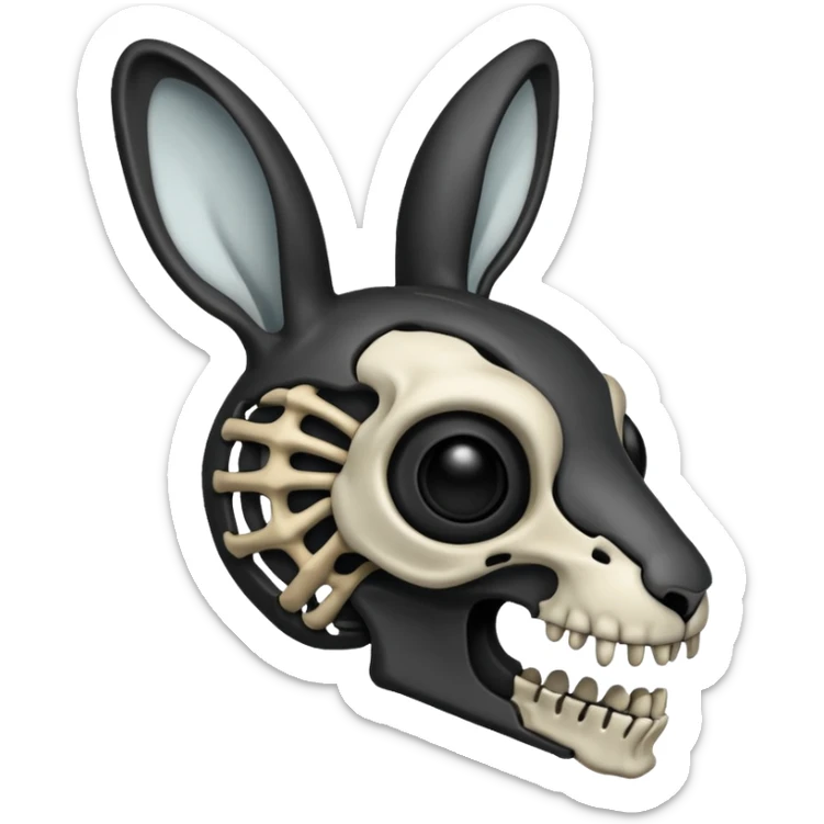 Tête de lapin squelette noire de profil avec des G à la place des yeux  sticker