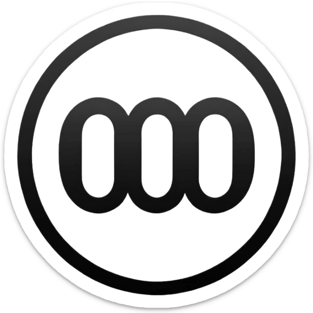 Black circle with “MB” written on in the middle of it. Nothing else no holes or anything. sticker