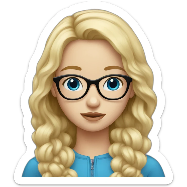 A Russian Girl with Blue eyes, glasses and Blond hair sticker