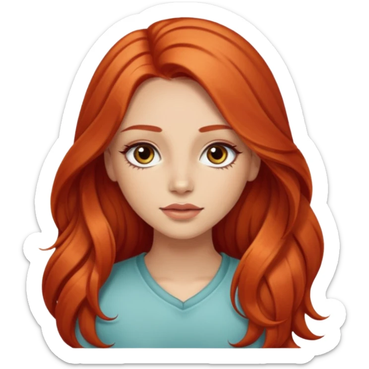 Little red riding hood light skin with straight long wavy hair and long eyelashes  sticker