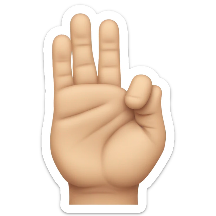 4 fingers up with thumb tucked, and looking at the knuckles of the hand  sticker