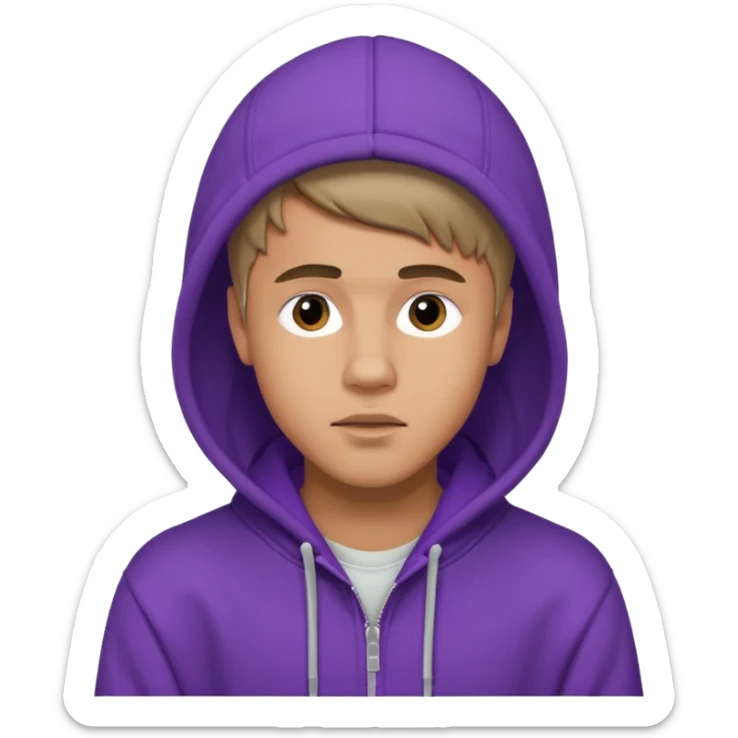 justin bieber, wear purple hoodie sticker