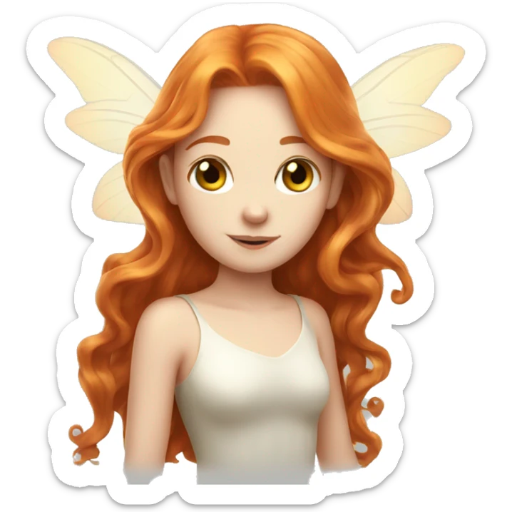 a white skin fairy, long ginger hair and wings sticker