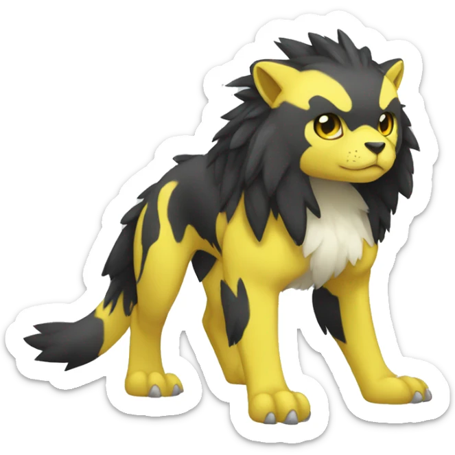 Cute cool black yellow animal hybrid Fakemon full body sticker