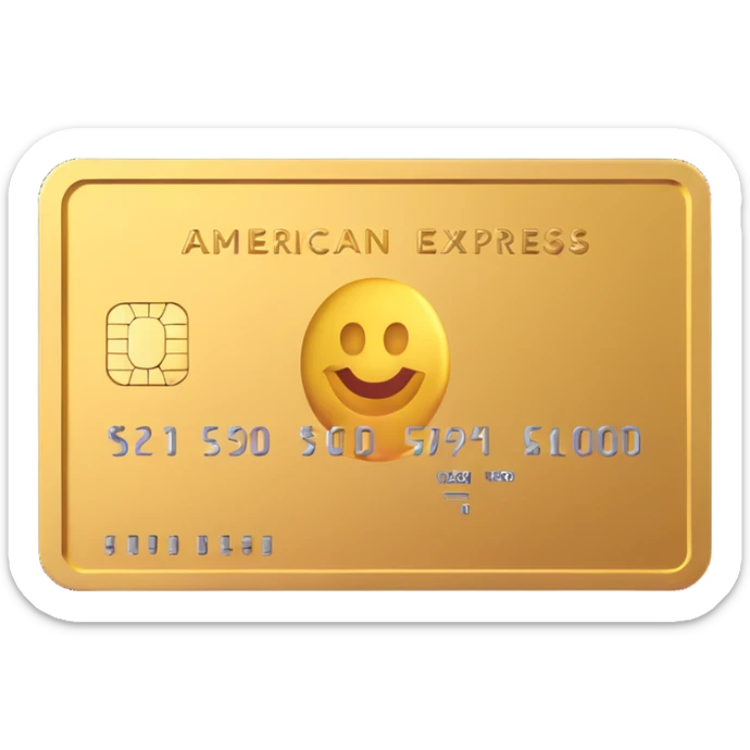 shiny gold American Express Gold credit card, 3D emoji style, no text sticker
