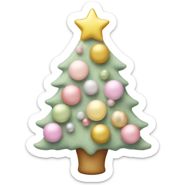 pastel pin k christmas tree with pastel pink and pastel yellow ornaments sticker