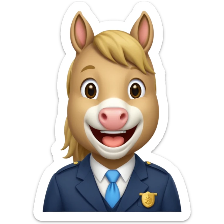Laughing horse who is a smart bank clerk but laughing sticker