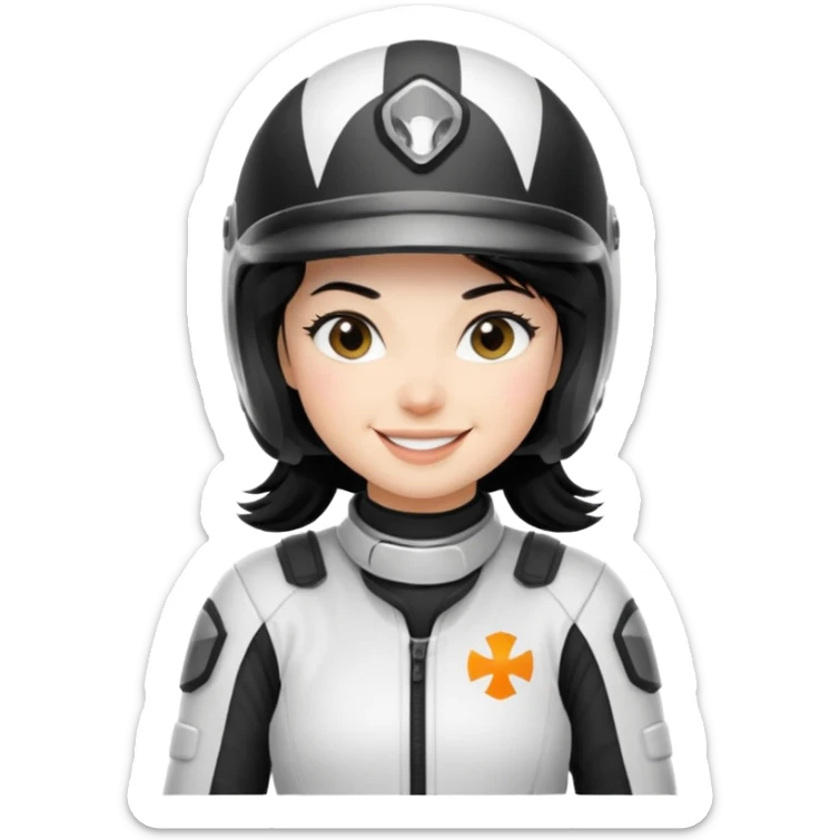 white dirt bike girl with black hair  sticker