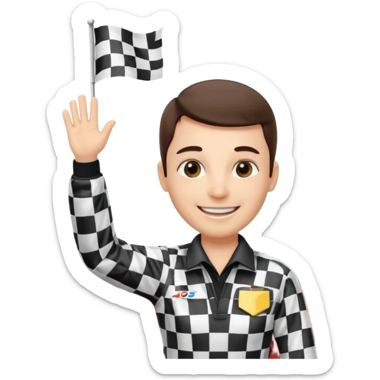 SONO UN DIRETTORE DI GARA AUTO E SBANDIERO CON LA BANDIERA A SCACCHI PUOI GENERARE MENTRE SBANDIERO AUTO   E LE AUTO? sticker