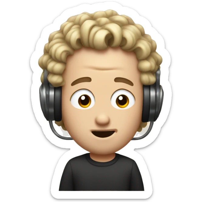 white man with short curl hair goes to the face with nose piercing sing in a mic sticker