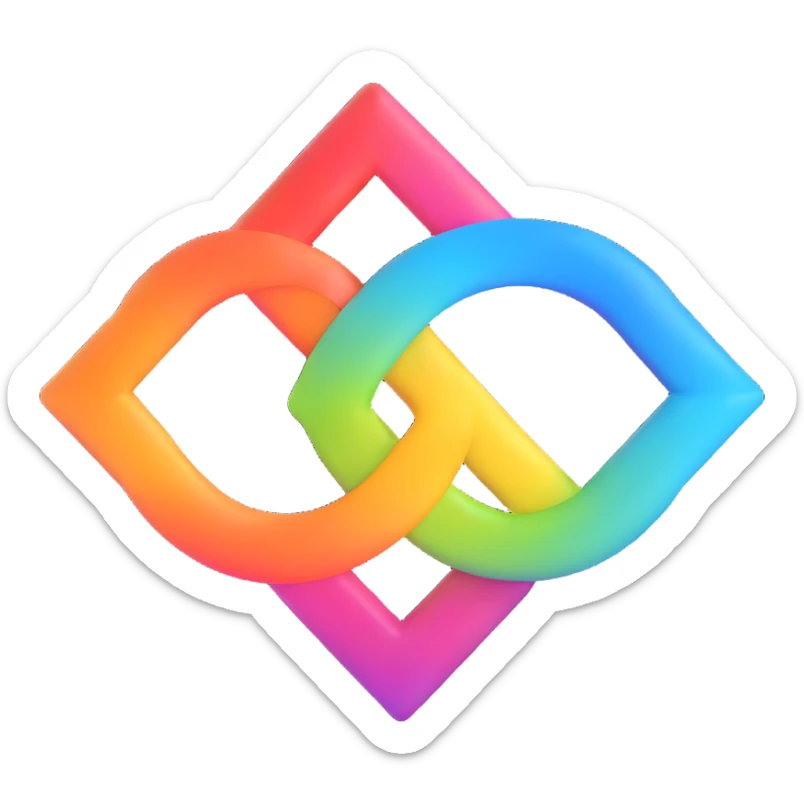 gay pride two interlocked female symbols, rainbow gradient, friendly and inclusive sticker