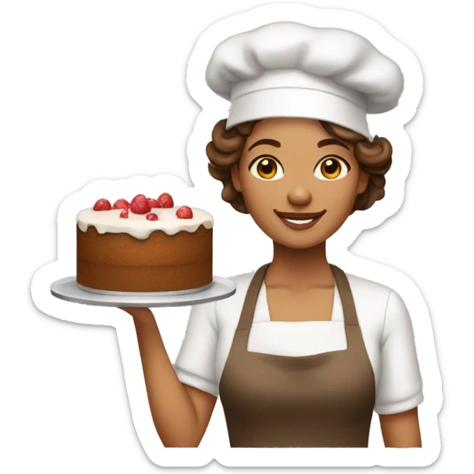 Girded cake baker woman, light brown skin and brown hair sticker