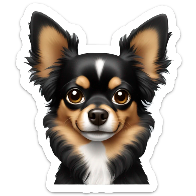black and brown chihuahua with big hair on the ears sticker