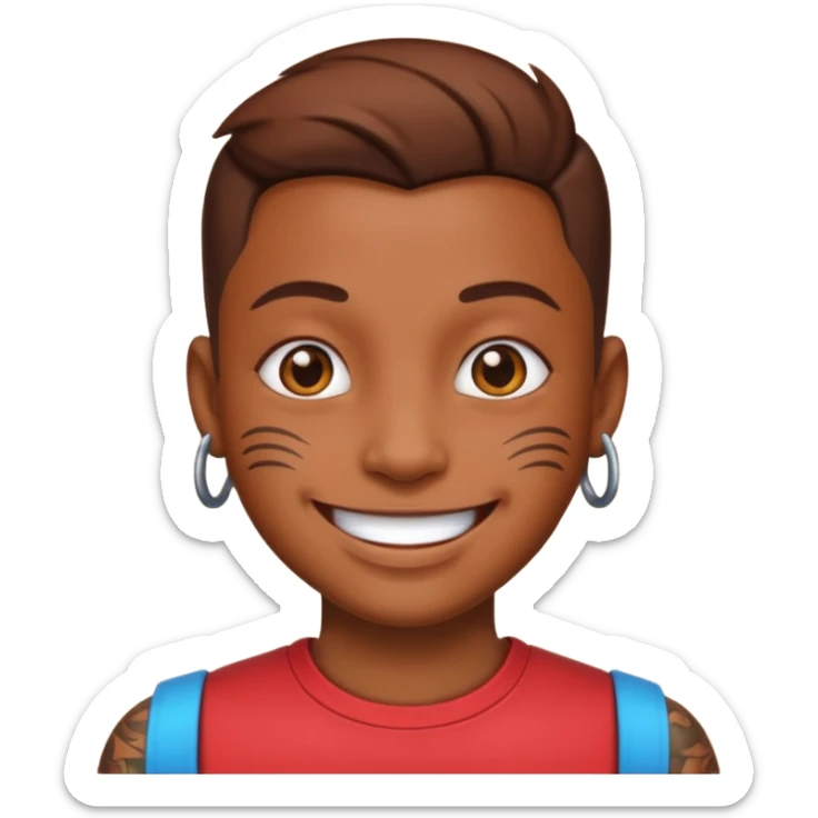 brown skin yvl emoji with cybersigilism tattoo sticker