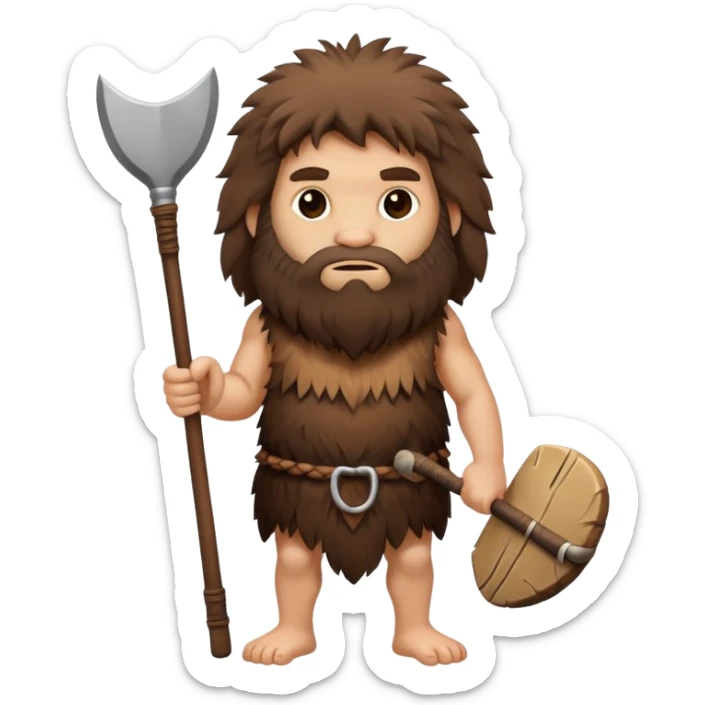 caveman with animal fur clothing and a club sticker