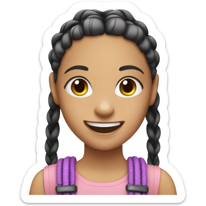 girl with french braids and braces smiling sticker