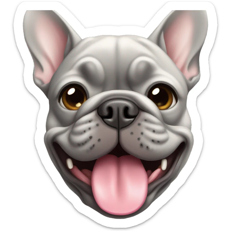 Grey french bulldog with tongue sticking out sticker