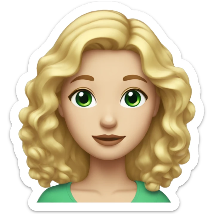 Cute woman with wavy blonde hair and green-blue eyes sticker
