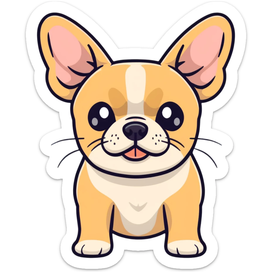 cute tan french bulldog head with characteristic facial features sticker