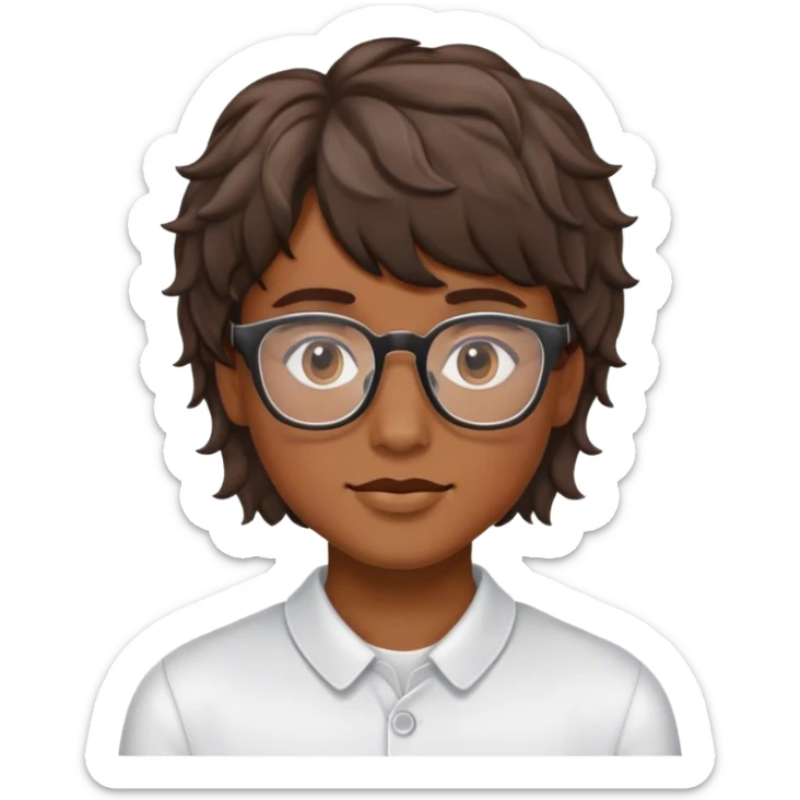 zumhi cabelo ondulado com franja lisa himecut e óculos quadrado sticker