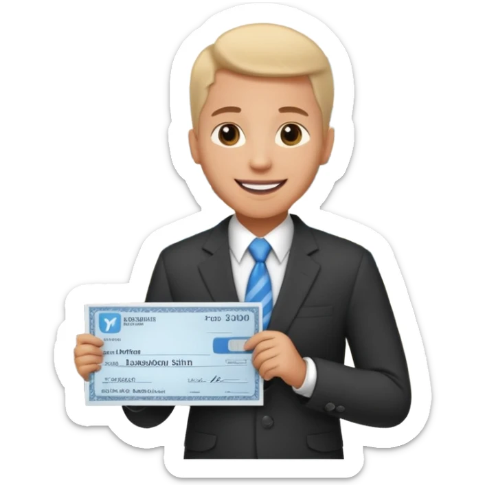 Happy CEO investing money to a hospital sticker