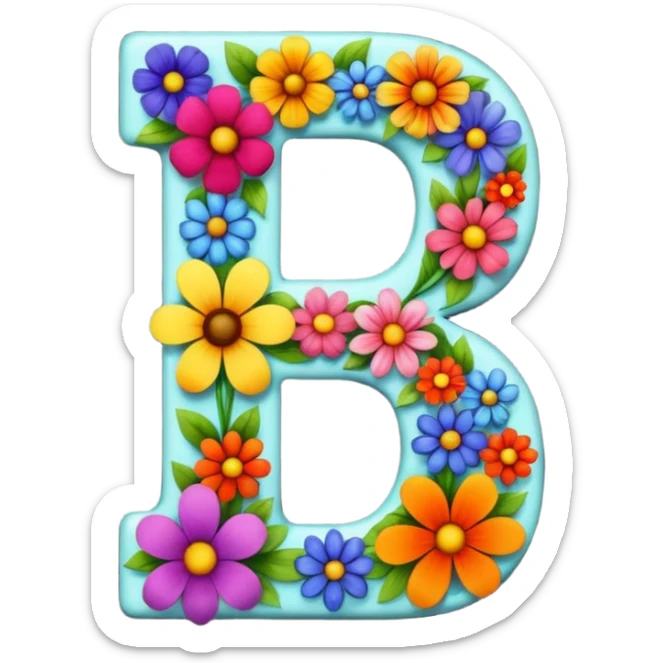 clear bold number 7 formed from a variety of colorful flowers sticker