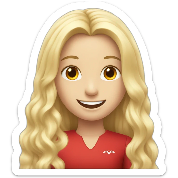 Red Tesla with a happy girl with long blonde hair sticker