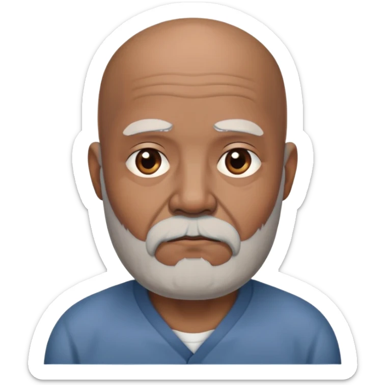 "- Nam
- 70 tuổi
- Da nâu
- Đầu không có tóc
- Râu bạc, mặt buồn
" sticker