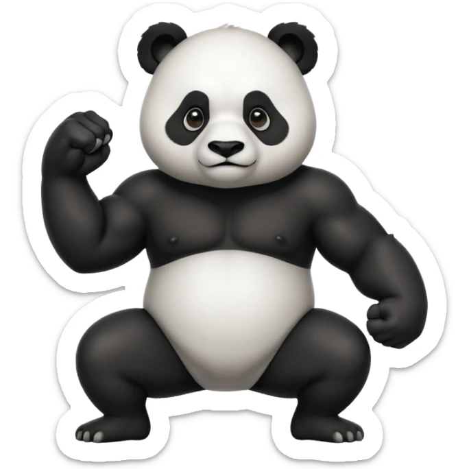 I want something like floppy bird but panda with muscles, but the face is facing right direction sticker