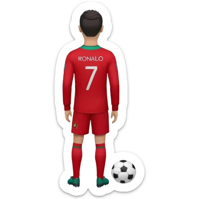 red Portugal football shirt with Ronaldo 7 on the back sticker