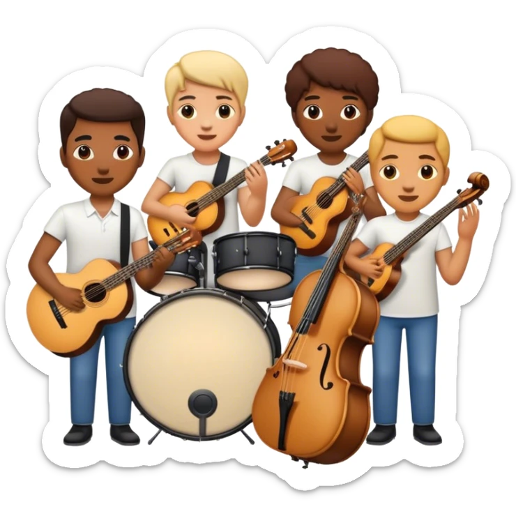 png white background in ios emoji style depicting a band playing live sticker